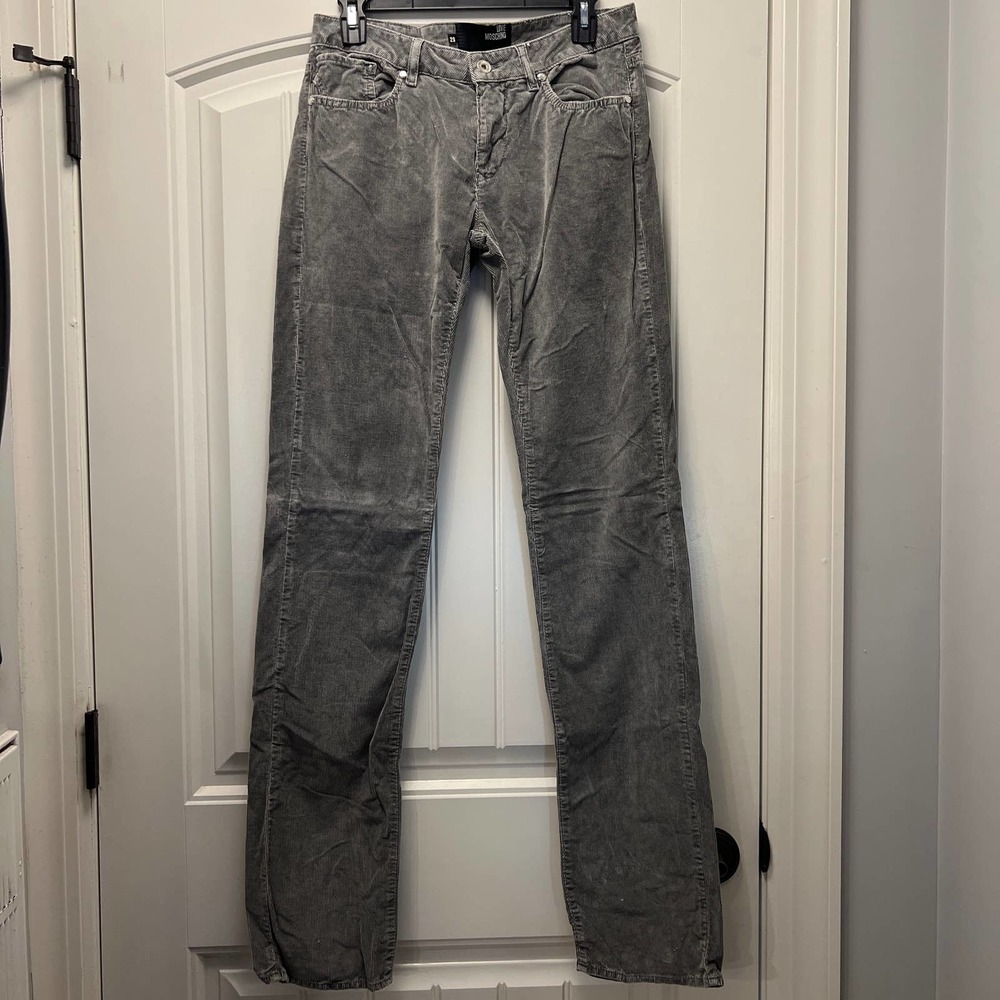 Love Moschino Women's Soft Regular Waist Straight Leg Corduroy Size 29 Gray